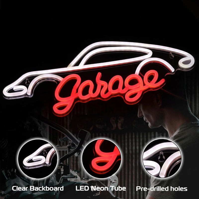 Kavaas Garage Neon Sign, LED Garage Sign for Car Room Decor | Neon Car Sign for Garage Decor, Auto Repair Workshop, Man Cave - Best Gifts for Dad, Car Enthusiast (GRG2) - Image 4